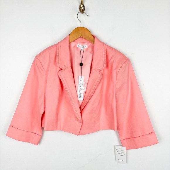 For Love And Lemons Jackets & Blazers - NWT For Love & Lemons Pink Linen Blend Cropped Blazer Sz M